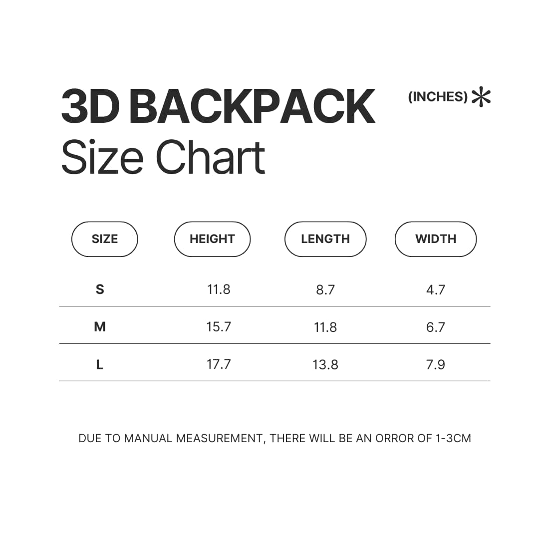 3D Backpack Size Chart - Outer Wilds Merch