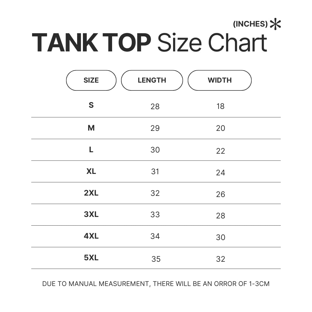Tank Top Size Chart - Outer Wilds Merch