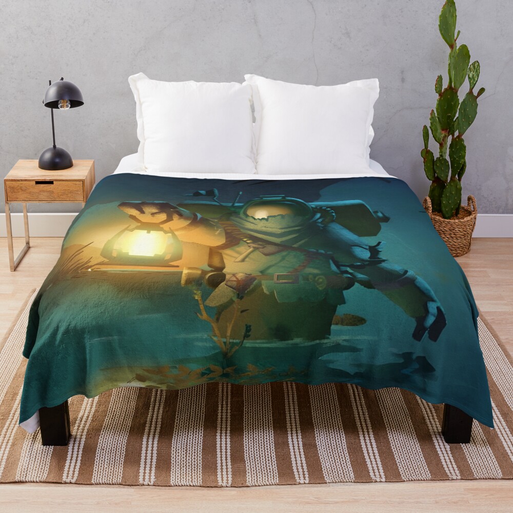 Outer Wilds Astronaut With Lantern Throw Blanket
