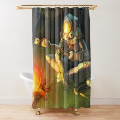 Outer Wilds Camp Fire Shower Curtain
