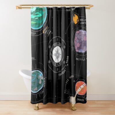 Outer Wilds Planets Map Shower Curtain